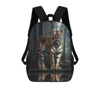 sinyumoney Tiger in The Forest Children's Backpack, 3D Printed School Backpack, Backpack for Boys Girls, Adjustable School Bag for Primary School 17inch