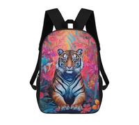 sinyumoney Tiger in Tropical Paradise 3D Printed 17inch School Bag Children's School Backpack Travel Backpacks Casual Fashion Bag for Kids School Students