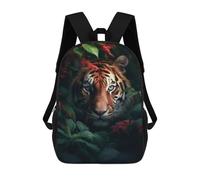sinyumoney Tiger Jungle Flowers Children’s Backpack Girls Boys, Rucksack Bag, Daypack, Primary School, Perfect for Back to Kids School Or PE, Gifts And Travel 17inch