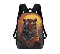 sinyumoney Tiger Jungle Sunset Children's School Backpack 3D Printed for Kids Travel Rucksacks Book Bags Kids School Bag 17inch