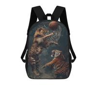 sinyumoney Tiger Lion Basketball Game Backpack School Bag Large Water Resistant Laptop Backpack for School/Work/Travel 17inch