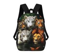 sinyumoney Tiger, Lion, Butterfly, Jungle Children's Backpacks School Backpack 3D Printed for Kids Travel Rucksacks Book Bags Kids 17inch School Bag