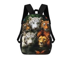 sinyumoney Tiger, Lion, Butterfly, Jungle Rucksack Water Resistant Travel Backpack Computer Bag for Teenage Girls Boys Women Men 17inch