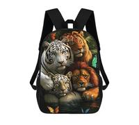 sinyumoney Tiger Lion Butterfly Wildlife Backpack School Bag Lightweight Airport College Students Back Pack for School/Work/Travel 17inch