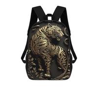 sinyumoney Tiger Lord Golden Art Deco Rucksack Secondary Causal Travel High School Bags for Boys/Girls/Teenagers 17inch