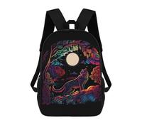 sinyumoney Tiger Neon Children's Backpacks School 3D Printed Bag Bookbag for Kids Travel Rucksacks Boy Girl Book Bags Kids School Bag 17inch