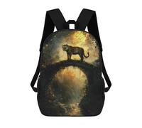 sinyumoney Tiger on A Bridge Children's School Backpack 3D Printed for Kids Travel Rucksacks Book Bags for Boys Elementary School Students 17inch