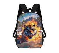 sinyumoney Tiger on Fire Beach-1 Kids Children School Backpack 17 Inch Bookbags Casual Travel Rucksack Boys Girls Large Capacity Daypack 17inch