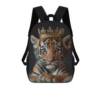 sinyumoney Tiger Pastel Crown School Backpack 3D Printed School Bags Boys Girls Laptop Backpack for Kids/Students/Adults 17inch