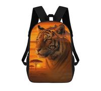 sinyumoney Tiger Portrait with African Landscape Backpacks Kids Student Schoolbag,3D Printed Backpacks,Elementary And Middle School Students Backpacks for Boys Girls 17inch