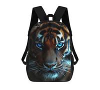 sinyumoney Tiger Portrait with Intense Blue Eyes Kids School Backpack 17 Inch School Bag 3D Printed School Bag for Boys Elementary And Middle School Students