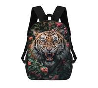 sinyumoney Tiger Roaring in Flowers Backpack School Bag Business Durable Laptop Bag for Campus Outdoor Travel Sports 17inch