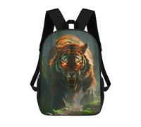 sinyumoney Tiger Roaring in Jungle-3 3D Printed 17 Inch School Backpack Children's Backpacks 3D Printed Cool Knapsack for Boys Elementary And Middle