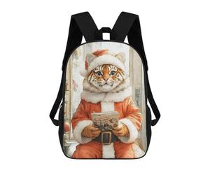 sinyumoney Tiger Santa Claus Backpack School Bag Lightweight Schoolbag Dayback Bookbag College for Girl, Teen Girls 17inch