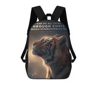 sinyumoney Tiger Strength Bible Verse Motvation Inspiration School Backpack Lightweight Airport College Students Back Pack- Perfect for Travel, Work And Daily Use 17inch