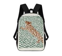 sinyumoney Tiger Swimming in Water Illustration Backpack School Daypacks Business Backpack Water Resistant Bookbag for Girls Boys Teenage 17inch