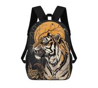 sinyumoney Tiger Under The Moon Children's School Backpack 3D Printed for Kids Travel Rucksacks Book Bags Kids School Bag 17inch