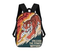 sinyumoney Tiger Unleashed Power Backpack School Bag High Secondary School Bags Casual Backpack for Campus Outdoor Travel Sports 17inch