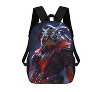 sinyumoney Tiger Warrior Armor Statue-2 Kids School Backpack 17 Inch School Bag 3D Printed School Bag for Boys Elementary And Middle School Students