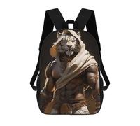 sinyumoney Tiger Warrior Armor Statue Kids Backpack,School Backpack Kids School Bag 3D Printed Cartoon Large Capacity Backpack for Kids Boys And Girls 17inch