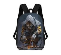 sinyumoney Tiger Warrior in Chains Art Print Kids School Backpack 17 Inch School Bag 3D Printed School Bag for Boys Elementary And Middle School Students