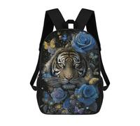 sinyumoney Tiger with Blue Roses And Butterflies Backpack School Bag Work Laptop Backpack Rucksack Bag for Boys/Girls/Teenagers 17inch