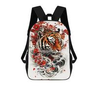 sinyumoney Tiger with Cherry Blossoms 3D Printed Kids 17inch Backpacks Boys Fashion Travel Backpacks School Bag for Boys Elementary And Middle School Students
