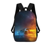 sinyumoney Time Machine Neon Lights -3 17inch School Bag 3D Printed Children's School Backpack Casual Fashion Travel Backpacks for Kids School Students