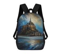 sinyumoney Timeless Mont Saint Michel School Backpack for Girls 17inch Casual Daypack Lightweight Rucksack Boy Girl Backpack for Middle School Students