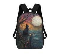 sinyumoney Tissue Magenta Black Cat Backpack School Bag Lightweight Schoolbag Dayback Bookbag College for Girl, Teen Girls 17inch