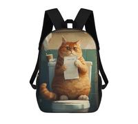 sinyumoney Toilet Cute Cartoon Cat Rucksack Daypacks Business Backpack Water Resistant Bookbag for Men/Women 17inch