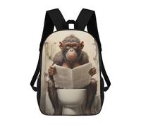 sinyumoney Toilet Monkey Backpack School Bag Large Water Resistant Laptop Backpack for School/Work/Travel 17inch