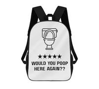 sinyumoney Toilet Review Would You Poop Here Backpacks 3D Printed Kids School Backpack Outdoor Casual Daypack Fashion Casual Children Backpacks Cute Travel Bags 17inch
