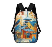 sinyumoney Tokyo Cityscape with Pagoda And Bird Backpacks Kids Student Schoolbag,3D Printed Backpacks,Elementary And Middle School Students Backpacks for Boys Girls 17inch