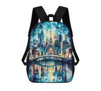 sinyumoney Tokyo Geometric Skyline - Tokyo Tower & Cityscape Art Backpacks 3D Printed Kids School Backpack Outdoor Casual Daypack Fashion Casual Children Backpacks Cute Travel Bags 17inch