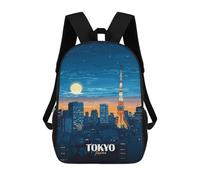 sinyumoney Tokyo Japan Cityscape at Night School Bag Backpack Teen Schoolbag 3D Printing Adjustable Schoolbag Fashion Pocket Bag for Kids Boys Girls Students And Teenagers Fans 17inch