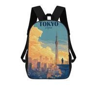 sinyumoney Tokyo Japan Cityscape Children's Backpack, 3D Printed School Backpack, Backpack for Boys Girls, Adjustable School Bag for Primary School 17inch
