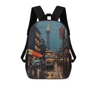 sinyumoney Tokyo Japan Oil Painting Backpacks Kids School Backpack School Bag 3D Printed School Bag for Boys Elementary And Middle School Students 17inch