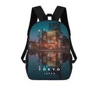 sinyumoney Tokyo Light Kids Backpack,School Backpack Kids School Bag 3D Printed Cartoon Large Capacity Backpack for Kids Boys And Girls 17inch