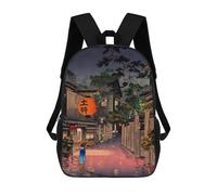 sinyumoney Tokyo Rainy Street 3D Printed School Backpack Casual Children's Backpacks 3D Printed School Bag for Boys Elementary And Middle 17inch