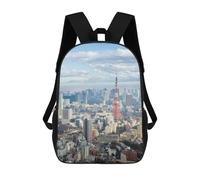 sinyumoney Tokyo Skyline with Tokyo Tower Backpack 3D Printed Children's School Backpack Kids Travel Backpacks High Capacity Book Bags Children's Backpack Rucksack 17inch