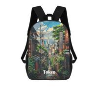 sinyumoney Tokyo Street Scene 3D Printed Children's School Backpack for Kids Travel Rucksacks Book Bags Kids School Bag 17inch