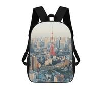 sinyumoney Tokyo Tower Skyline Backpacks Kids School Backpack School Bag 3D Printed Fashion School Bags for Boys Elementary And Middle School Students 17inch