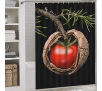 sinyumoney Tomato in A Nut Washable Waterproof Cloth Fabric Shower Curtains Set with 12 Hooks for Bathroom Wet Room 64.17x70.87Inch（163x180cm）