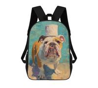 sinyumoney Top Hat Bulldog Art Print Backpacks Kids 17inch School Backpack School Bag 3D Printed School Bag for Boys Elementary And Middle School Students