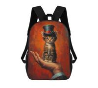 sinyumoney Top Hat Kitten Backpack School Work Laptop Backpack Rucksack Bag for Men, Women & Teenage Boys 17inch