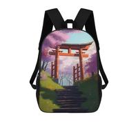 sinyumoney Torii Gate in Spring Backpack 3D Printed Children's School Backpack for Kids High Capacity Travel Rucksacks Book Bags Kids School Bag Back Pack 17inch