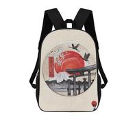 sinyumoney Torii Gate Red Sun 3D Printed School Bag Children's School Backpack Schoolbags Travel Backpacks Casual Fashion Bag for Kids School Students 17inch