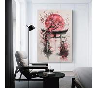sinyumoney Torii Gate Sakura Poster Wall Decoration Nordic Retro Poster Modern Home Decor Art Canvas Prints Birthday Gifts Women 24x36inch(60x90cm)