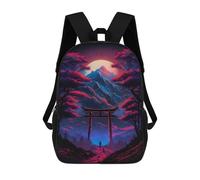 sinyumoney Torii Gate Under A Full Moon Backpacks Kids School Backpack School Bag 3D Printed School Bag for Boys Elementary And Middle School Students 17inch